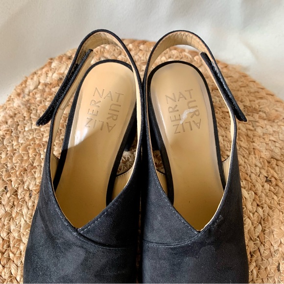 Naturalizer Preston Women's Size 7 Suede Peep Toe Slingback Chunky Block Heel. - Picture 3 of 8
